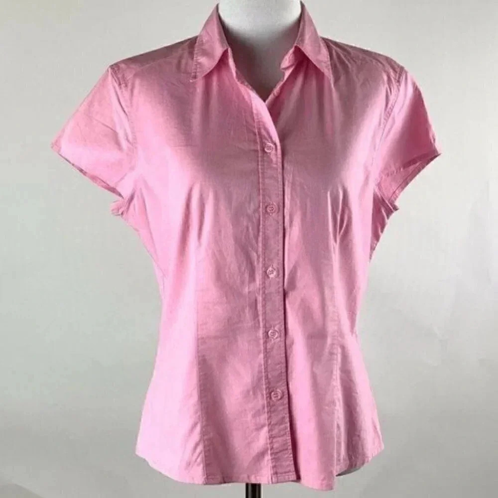 New York & CO top medium pink button down career